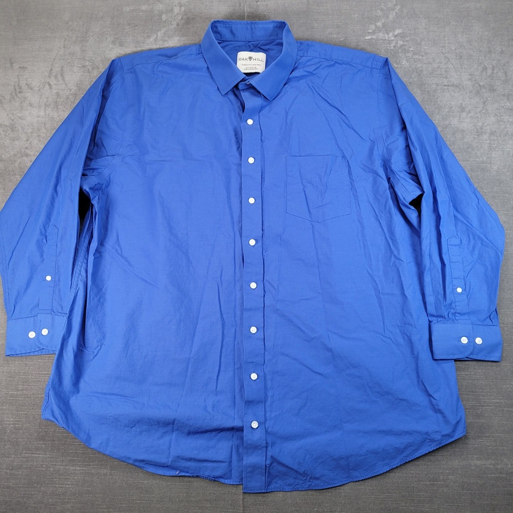 Oak‎ Hill Mens Classic Fit Non Iron Blue Long Sleeve Dress Shirt 18.5 35 36